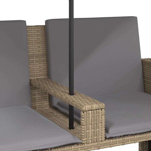 vidaXL Vrtni dvosjed sa suncobranom i tabureima bež od poliratana Cene