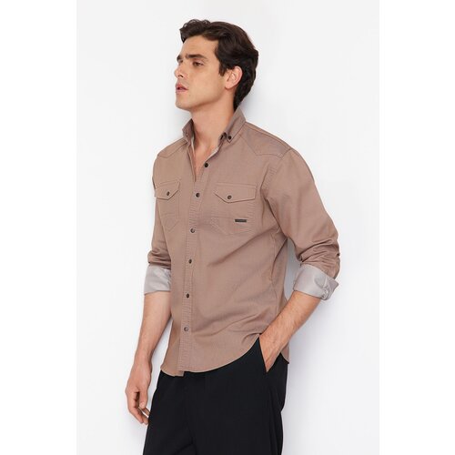 Trendyol Beige Regular Snap Fastener Shirt Cene