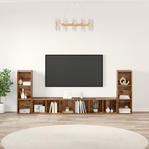 TV ormar s policom s pohranom 4 pcs Staro drvo 37 x 35 x 107.5 cm Cijene