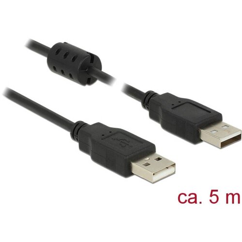 Delock USB kabel USB 2.0 USB-A vtič\, USB-A vtič 5.00 m črna s feritnim jedrom 84893, (20415714) Cene