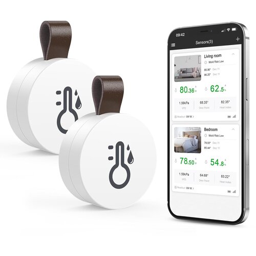 ORIA Bluetooth mini termometer in higrometer z aplikacijo - Komplet 2 kosov Slike