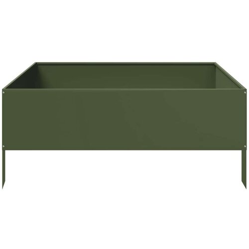 VidaXL Povi&amp;scaron;ena vrtna gredica maslinastozeleni 100x100x25 cm od čelika Slike