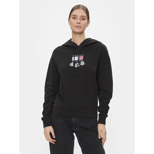 Tommy Jeans Jopa Tjw Bxy Daisy Flag Hoodie DW0DW17708 Črna Regular Fit