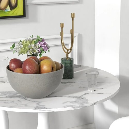  Okrugli blagovaonski stol čelik s pra&amp;scaron;kastim premazom MDF s melaminom protuklizne noge 70 x 74 cm bijela Slike