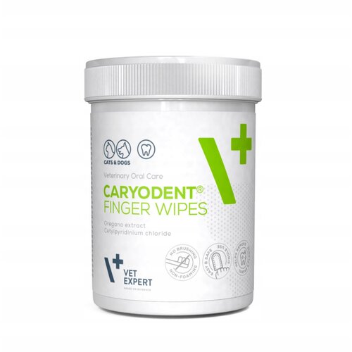 VetExpert Naprstci za oralnu higijenu pasa i mačaka za kontrolu plaka i svež dah bez četkanja, CARYODENT Finger Wipes, 50 kom Slike