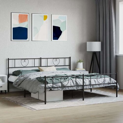 Metalni okvir kreveta uzglavlje i podnožje crni 183x213 cm Cijene