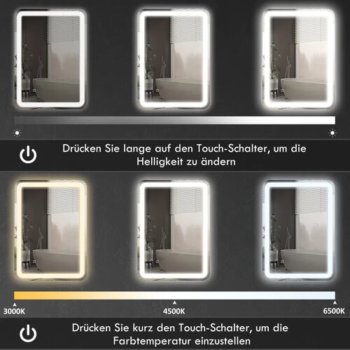  Kupaonsko ogledalo s osvjetljenjem dodirno antifog 60x80 cm srebrno Slike