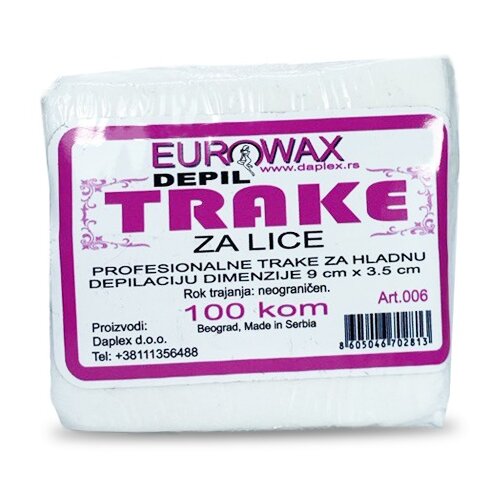 Eurowax Trake za depilaciju lica, 100 komada Cene
