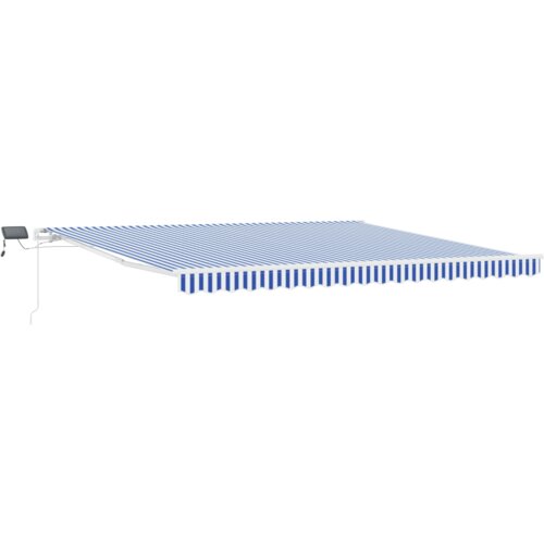 vidaXL Retraktilna tenda with Modra in bela 5 x 3 m Platno in kovina Cene