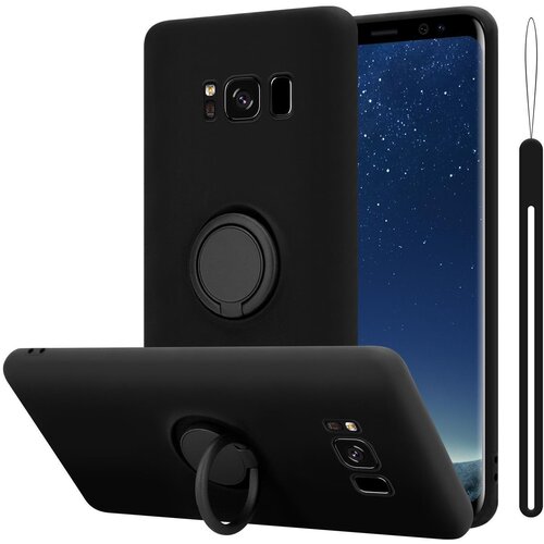 Cadorabo Ohi&scaron;je, združljiv s Samsungom v tekoči črni barvi - za&scaron;čitni pokrov iz fleksibilnega silikona TPU z obročem, (20589628) Cene