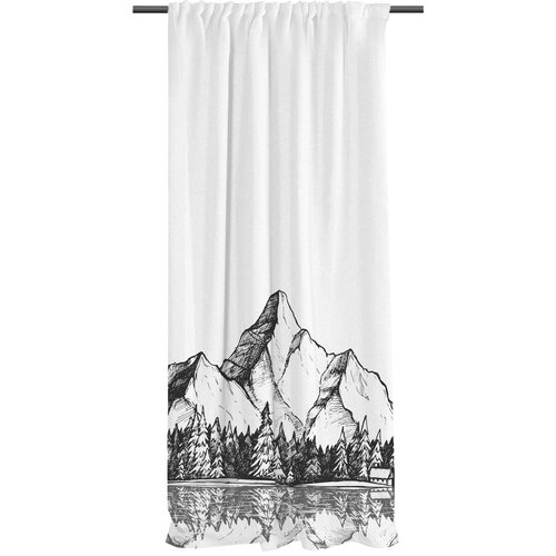 Butter Kings Crno-bijela zavjesa od pamučnog satena 110x250 cm Cabin in the Mountain – Cijene