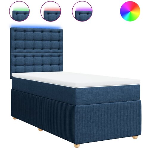 vidaXL Box spring postelja z vzmetnico modra 90x190 cm blago, (21292057) Cene