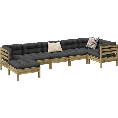 VidaXL 7-dijelni set vrtnih sofa od impregnirane borovine s jastucima Slike