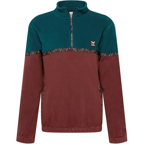 Iriedaily Sweater majica 'Monte Noe' petrol / tamno crvena