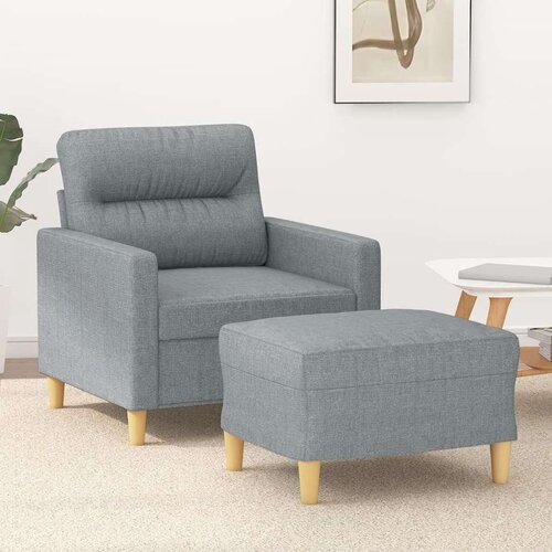  Fotelj s stolčkom za noge svetlo siv 60 cm blago, (20909942) Slike