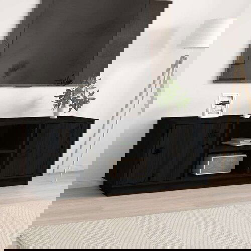 TV ormarić crni 110 x 35 x 40 5 cm od masivne borovine Slike