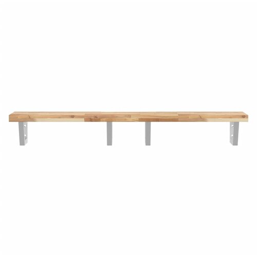  Zidna polica za umivaonik od čelika i masivnog bagremovog drva Smeđa 120 x 40 x 4 cm Slike