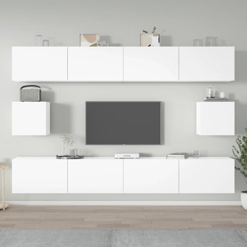  6-dijelni set TV ormarića sjajni bijeli drveni Slike
