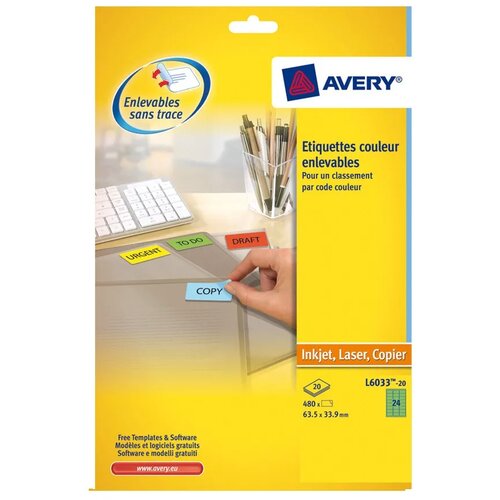 Avery Zweckform Odstranljive zelene etikete 63,5 x 33,9 mm Cene