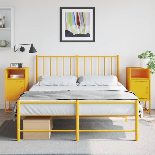 vidaXL Nočna omarica 2 kosa gorčično rumena 36x39x78 cm jeklo Cene