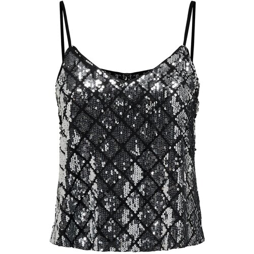 Only Bluza &amp;#039;Camilla&amp;#039; črna / srebrna Slike