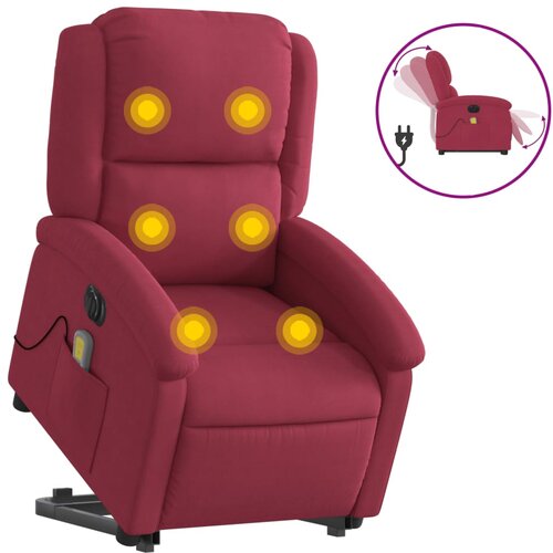 Maison Chic Električni masažni naslanjač - Relax naslanjač s funkcijo vstajanja rdeč žamet, (22061255) Cene