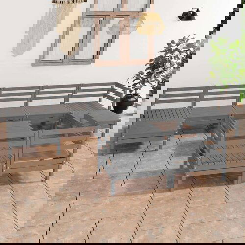  10-dijelna vrtna garnitura od masivne borovine siva Cijene