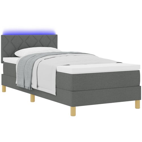 vidaXL Krevet s kutijom s madracem & LED tamnosivi 100x200 cm tkanina Cene
