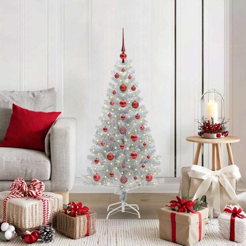  Božićno drvce s 150 LED svjetlima s stalakom Srebrno 120 cm PET Cene