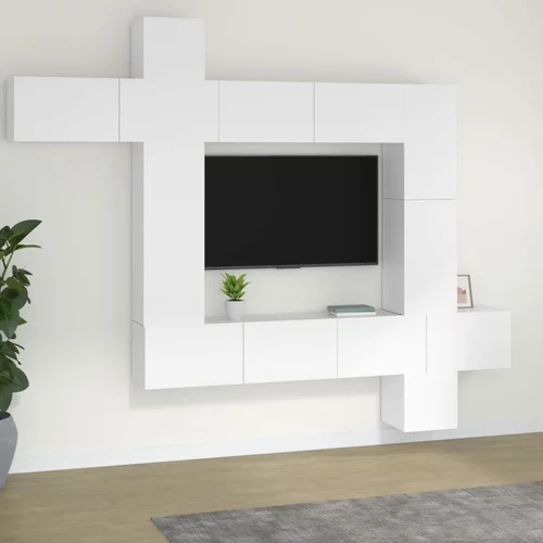  9-dijelni set TV ormarića bijeli od konstruiranog drva