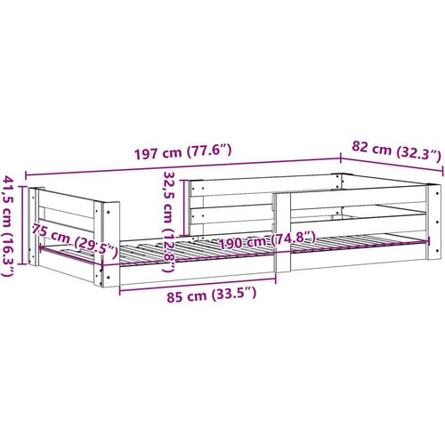 VidaXL Okvir kreveta bez madraca vo&amp;scaron;tano smeđi 75 x 190 cm od borovine Slike