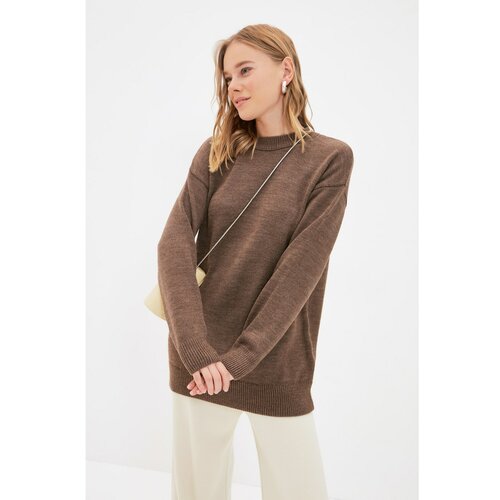 Trendyol Brown Straight Collar Knitwear Sweater Slike