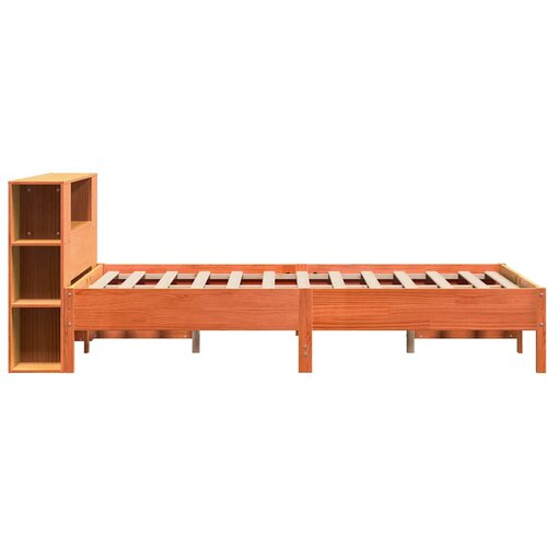  Krevet s regalom za knjige bez madraca 135 x 190 cm od borovine Smeđa 135 x 190cm Slike