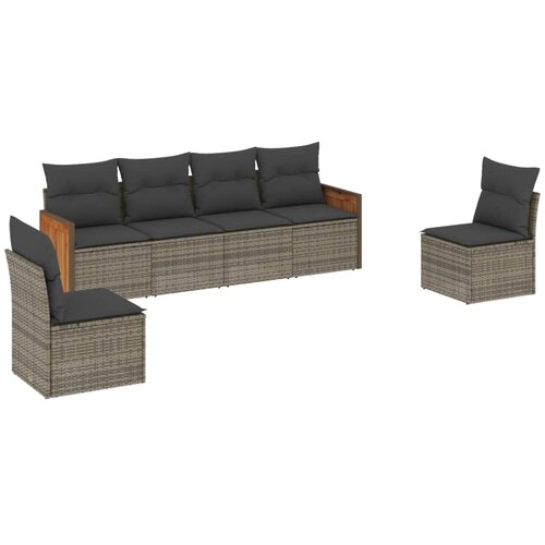  6-dijelni set vrtnih sofa od poliratana s jastucima sivi Slike