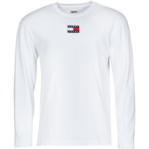 Tommy Jeans Majice z dolgimi rokavi TJM LS TOMMY BADGE TEE Bela Slike
