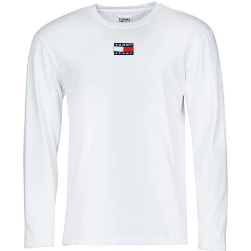 Tommy Jeans Majice z dolgimi rokavi TJM LS TOMMY BADGE TEE Bela
