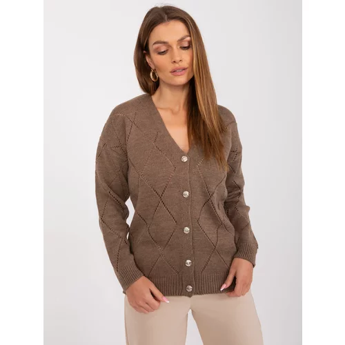 Fashion Hunters Brown openwork sweater with a neckline from RUE PARIS