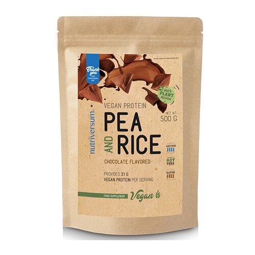 NUTRIVERSUM vegan protein pea and rice - 500 g chocolate Slike