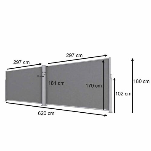  LUARO kutna bočna tenda za terasu, uvlačiva 180 x 620 cm, siva Slike