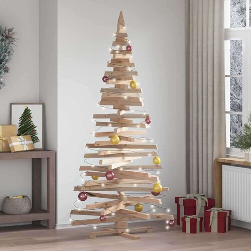 vidaXL Božična drevesa z stojalom Naravna 210 cm Trdna borovina Cene