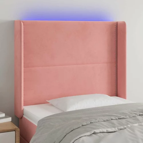  posteljno vzglavje roza 83x16x118/128 cm žamet, (20951840)
