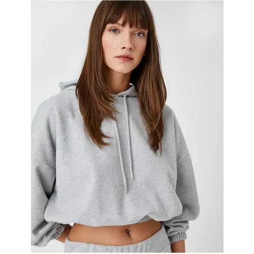 Koton Crop Hoodie Sweatshirt Elastic Waist