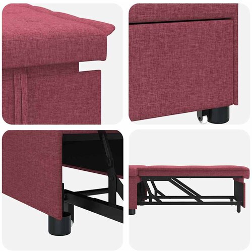 Krevet-sofa na razvlačenje Vinska crvena 194 x 50 x 82 cm Slike