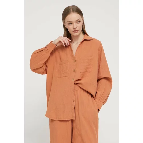Billabong Pamučna košulja Swell za žene, boja: narančasta, relaxed, s klasičnim ovratnikom, ABJWT00487