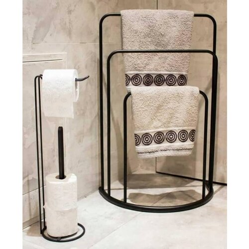 Bathroom Solutions Stojalo za brisače 49,5x75 cm kovinsko črno Cene