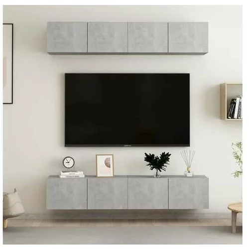  TV omarice 4 kosi betonsko sive 80x30x30 cm iverna plošča