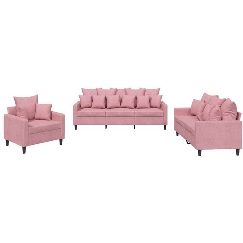  3-dijelni set sofa s jastucima ružičasti bar&amp;scaron;unasti Slike