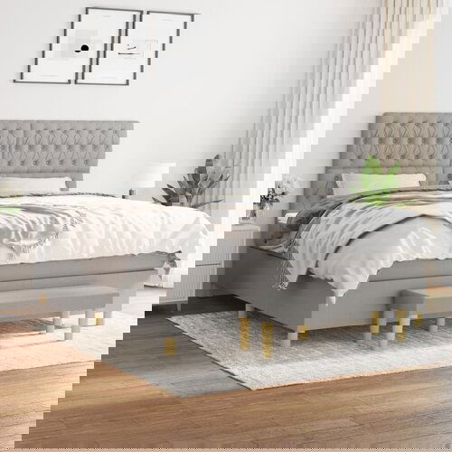 The Living Store Box spring postelja z vzmetnico svetlo siva 180x200 cm blago - Box Spring Postelja, (21515567) Slike