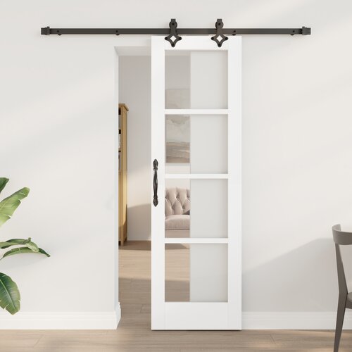 vidaXL Klizna vrata sa setom hardvera "ORKDAL" Bijela Čvrsta Drva i Staklo, Unutarnja vrata s staklom "ORKDAL" Bijela 61x198,5x4 cm Cijene