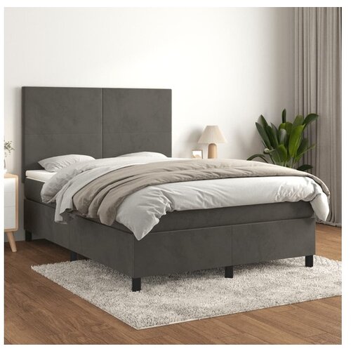  Box spring postelja z vzmetnico temno siva 140x200 cm žamet Cene